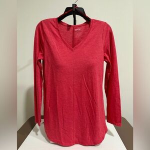 Women Modern Essentials V-neck Metallic Tunic Long Sleeves Salmon Top by Apt 9